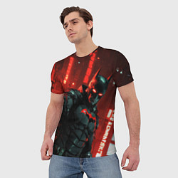 Футболка мужская Черный Бэтмен на фоне красного города, цвет: 3D-принт — фото 2