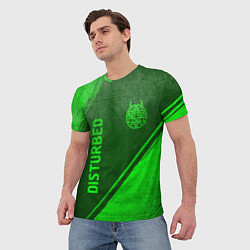 Футболка мужская Disturbed - green gradient вертикально, цвет: 3D-принт — фото 2