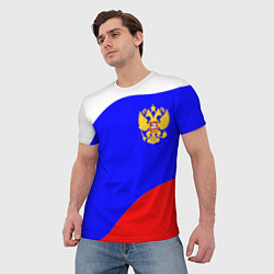 Футболка мужская Россия волна и герб, цвет: 3D-принт — фото 2