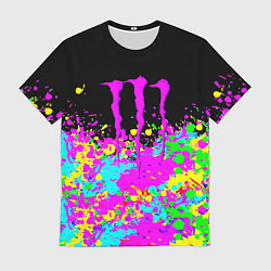 Футболка мужская Monster energy краски неоновые, цвет: 3D-принт