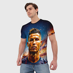 Футболка мужская Криштиану Роналду в космосе, цвет: 3D-принт — фото 2