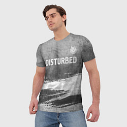 Футболка мужская Disturbed - grey gradient посередине, цвет: 3D-принт — фото 2