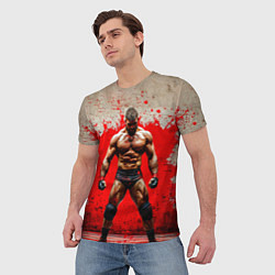 Футболка мужская Реслер на красном, цвет: 3D-принт — фото 2