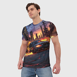 Футболка мужская BMW огненная дорога, цвет: 3D-принт — фото 2