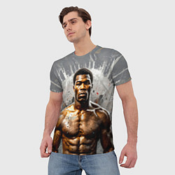 Футболка мужская Мухаммед Али на сером, цвет: 3D-принт — фото 2