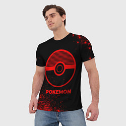 Футболка мужская Pokemon - red gradient, цвет: 3D-принт — фото 2