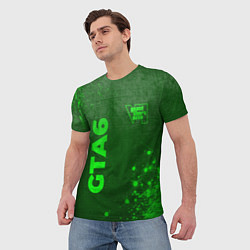 Футболка мужская GTA6 - green gradient вертикально, цвет: 3D-принт — фото 2