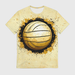 Футболка мужская Волейбольный мяч на бежевом, цвет: 3D-принт