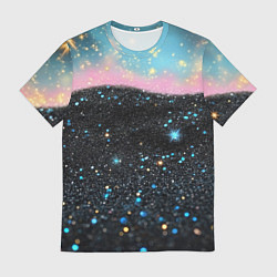 Футболка мужская Блестящая текстура на черном, цвет: 3D-принт