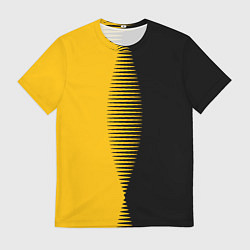 Футболка мужская Чёрно-жёлтый пополам с переходом, цвет: 3D-принт