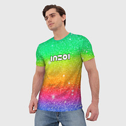 Футболка мужская Inzoi блестящий радужный фон, цвет: 3D-принт — фото 2