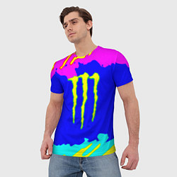 Футболка мужская Monster energy краски цветные, цвет: 3D-принт — фото 2
