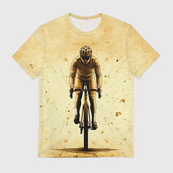 Футболка мужская Трековый велосипедист на бежевом, цвет: 3D-принт