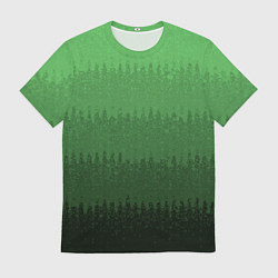 Футболка мужская Зеленый градиент текстурные полосы, цвет: 3D-принт