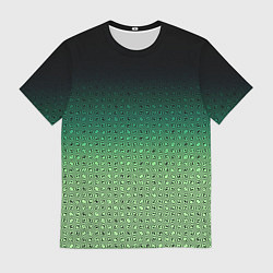 Футболка мужская Чёрно-зелёный градиент с узором, цвет: 3D-принт