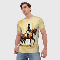 Футболка мужская Конный спорт на бежевом, цвет: 3D-принт — фото 2