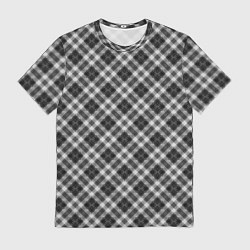 Футболка мужская Косая черно белая клетка, цвет: 3D-принт