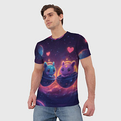 Футболка мужская Милые пришельцы в космосе, цвет: 3D-принт — фото 2