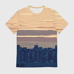 Футболка мужская Городской пейзаж стилизованный, цвет: 3D-принт