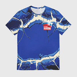 Футболка мужская Russia blue abstract, цвет: 3D-принт
