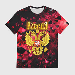 Футболка мужская Россия - герб на текстуре, цвет: 3D-принт