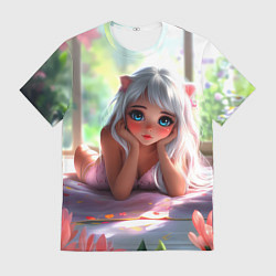 Футболка мужская Милая блондинка лежа, цвет: 3D-принт