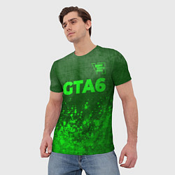 Футболка мужская GTA6 - green gradient посередине, цвет: 3D-принт — фото 2