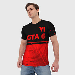 Футболка мужская GTA 6 - red gradient посередине, цвет: 3D-принт — фото 2
