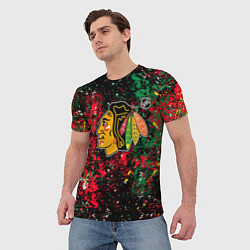 Футболка мужская Chicago Blackhawks NHL black, цвет: 3D-принт — фото 2