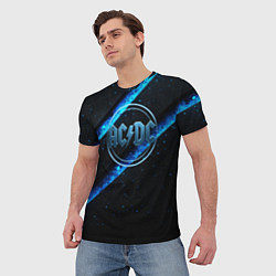 Футболка мужская ACDC черно-синяя текстура, цвет: 3D-принт — фото 2