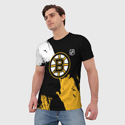 Футболка мужская Бостон Брюинз - разлитая краска, цвет: 3D-принт — фото 2