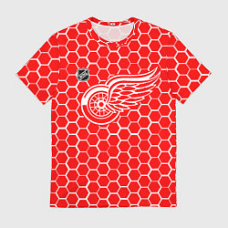 Футболка мужская Детройт Ред Уингз - красные соты, цвет: 3D-принт