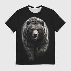 Футболка мужская Грозный медведь с знаком лапа медведя, цвет: 3D-принт