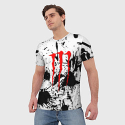 Футболка мужская Monster energy краски, цвет: 3D-принт — фото 2