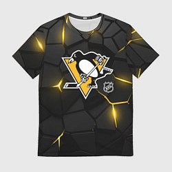 Футболка мужская Питтсбург Пингвинз - плиты с подсветкой, цвет: 3D-принт