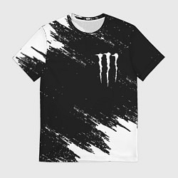 Футболка мужская Monster energy краски штрихи белые, цвет: 3D-принт
