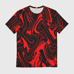 Футболка мужская Чёрный с красным искажённая абстракция, цвет: 3D-принт