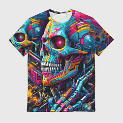 Футболка мужская Cyber skull - pattern, цвет: 3D-принт