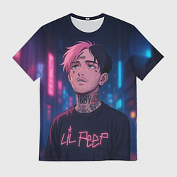 Футболка мужская LiL Peep - Неоновый аниме арт, цвет: 3D-принт