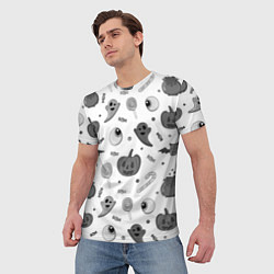 Футболка мужская Halloween grey and white, цвет: 3D-принт — фото 2