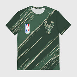 Футболка мужская Милуоки Бакс - линии с потертостями, цвет: 3D-принт