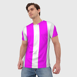 Футболка мужская Color white pink line, цвет: 3D-принт — фото 2