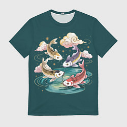 Футболка мужская Рыбы в облаках над прудом, цвет: 3D-принт