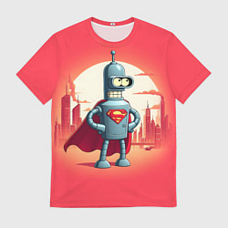 Футболка мужская Робот-сгибальщик Бендер супермен - коллаба, цвет: 3D-принт