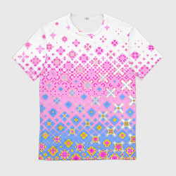 Футболка мужская Розово-голубой узор, цвет: 3D-принт