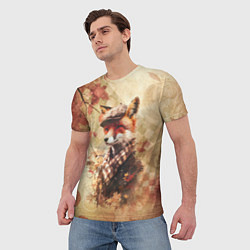 Футболка мужская Винтажный лис на осеннем фоне, цвет: 3D-принт — фото 2