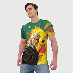 Футболка мужская Ведьмак в аниме стиле, цвет: 3D-принт — фото 2