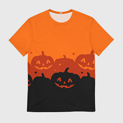 Футболка мужская Хэллоуин счастливые тыквы, цвет: 3D-принт