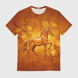 Футболка мужская Лошадь из желтого янтаря, цвет: 3D-принт