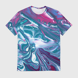 Футболка мужская Абстракция бело сине красный мрамор, цвет: 3D-принт